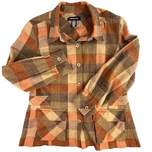 Vintage Women's Patchwork Plaid Button Up Shacket Size 10 Plaid‎ Boho Hipster